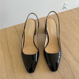Prada Patent Leather Slingback Pumps